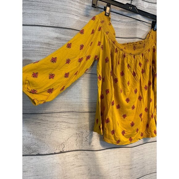 Old Navy Boho Floral Long Sleeve Off-Shoulder Top Size M - Picture 2 of 4